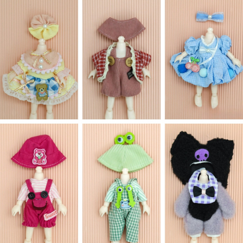 17cm Quần Áo Búp Bê Retro Quần Ngắn Đầm DIY Phụ Kiện
