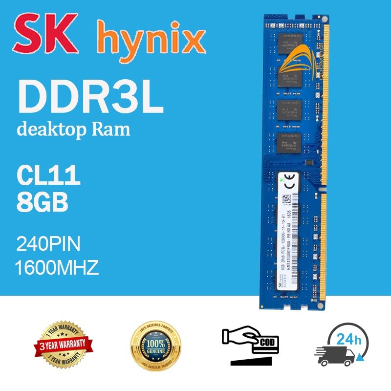 SK Hynix 8GB DDR3L  RAM 1600MHZ 2Rx8 PC3L-12800  Bộ nhớ máy tính để bàn RAM DIMM RAM máy tính