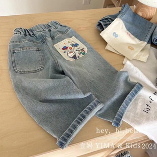 Quần jean bé gái rộng rãi phong cách Hàn Quốc mùa xuân quần ống thẳng siêu mềm kiểu Tây mẫu mới trẻ em bé dễ phối đồ hoạt hình trẻ em