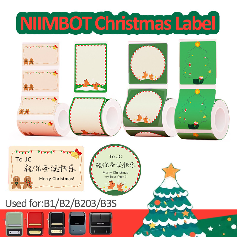 Niimbot Nhãn Giáng Sinh Giấy Dán Nhiệt Cho Niimbot B1 B21 B3S Máy Làm Dán Nhãn Chống Thấm Nước Chống