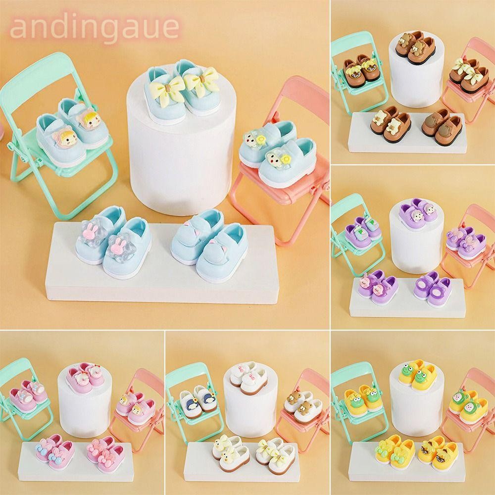 Andin Búp Bê Dress up, Giày Mini Họa Tiết Da Giả PVC, Phụ Kiện Búp Bê Làm Bằng Tay Dễ Thương 4cm Già
