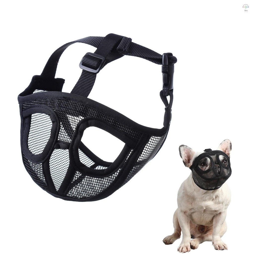 Mõm chó ngắn Snout Muzzle Bulldog Muzzle Lưới thoáng khí có thể điều chỉnh để huấn luyện cắn sủa