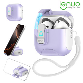 Hộp đựng tai nghe khóa Lenuo cho Airpods 4 anc Pro 2 3 1 Pro2 Vỏ tai nghe từ tính Airpod có dây buộc Vỏ chống sốc