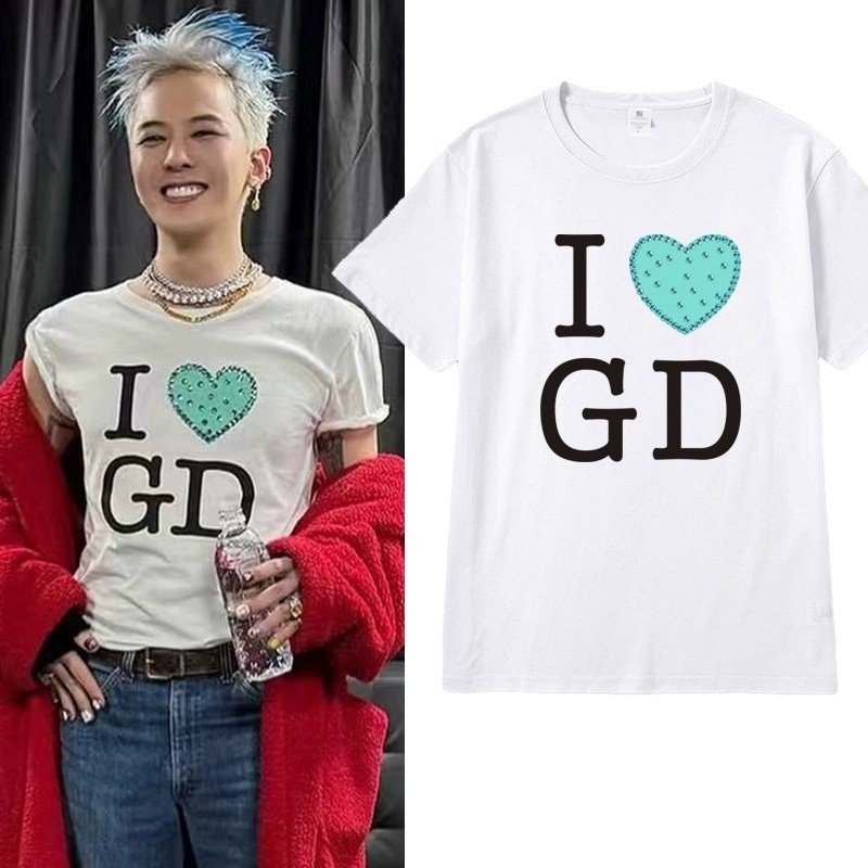 Áo thun cotton tay ngắn G-DRAGON World Tour I Love GD - Phù hợp cho fan hâm mộ