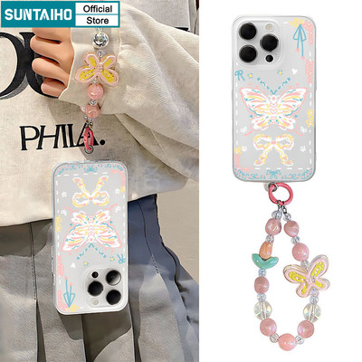 Suntaiho Dreamy Butterfly theo chủ đề Vỏ điện thoại phong cách ngọt ngào với Charm Clear Matte Vỏ chống sốc mềm cho iPhone 11 12 13 14 15 16 Pro max IP 7 8 Plus Iphon X Xs XR Xs max