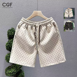  Quần short dáng rộng thường ngày dành cho nam CGF mùa hè có thắt lưng và dây rút co giãn - Trắng Xanh Đen 