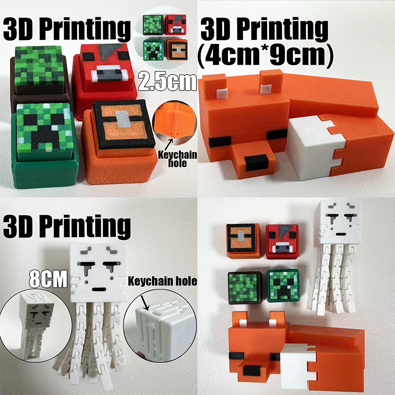 2025 Một Phim Minecraft 3D In Đồ Chơi Creeper Ghast Fox Bàn Phím Giải Nén Đồ Chơi Mô Hình Minecraft 