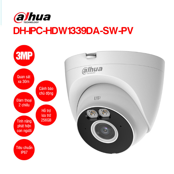 [Siêu Sale] [Rẻ vô địch] Camera Wifi Turret 3MP DAHUA DH-IPC-HDW1339DA-SW-PV