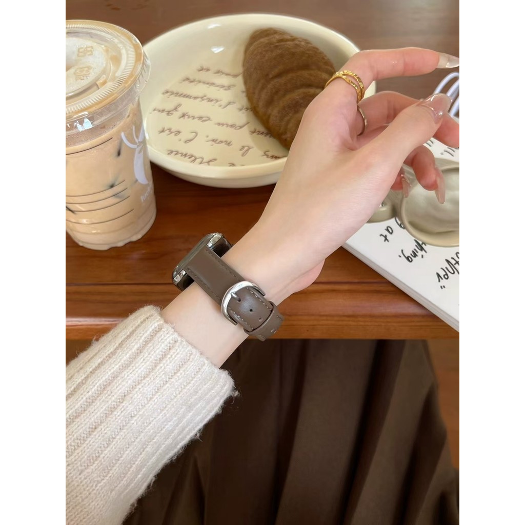 Vòng da cho dây đeo Apple Watch nữ Thin Series Ultra 10 / 9 / 8 / 7 / 6 38mm 40mm 41mm 42mm 44mm 45m