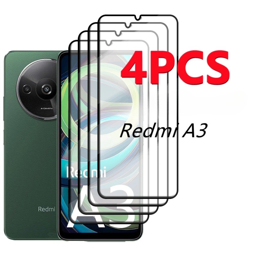 2 / 4 Miếng Dán Bảo Vệ Màn Hình Cho Redmi A3 Kính Cường Lực Redmi A3 Mới Full Cover Keo HD 9H Phim B