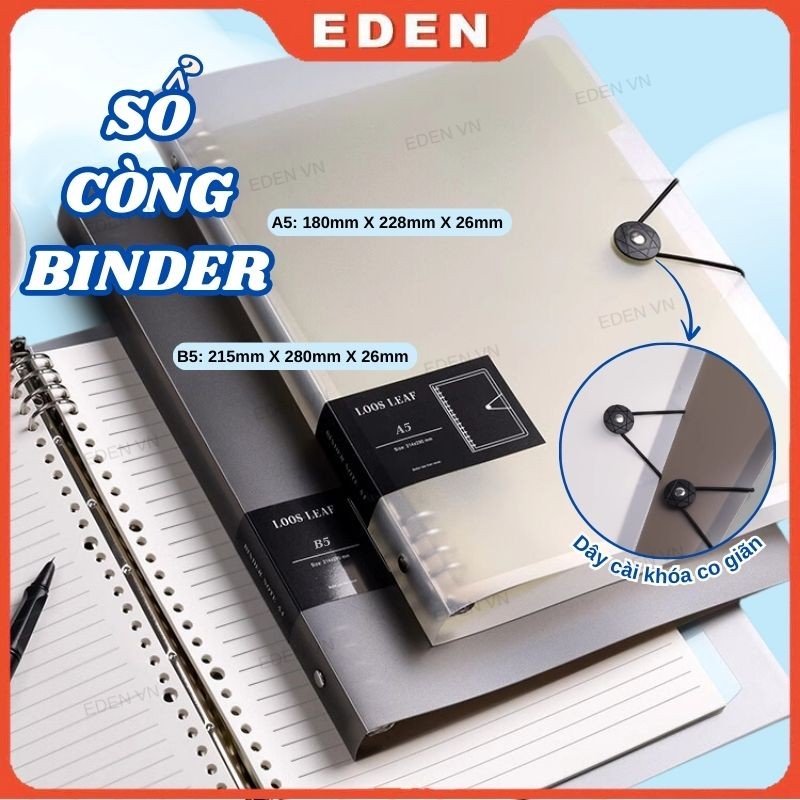 Sổ còng EDEN bìa sổ còng A4 A5 B5 binder còng sắt 20 26 30 còng làm sổ tay, sổ ghi chép, take notes