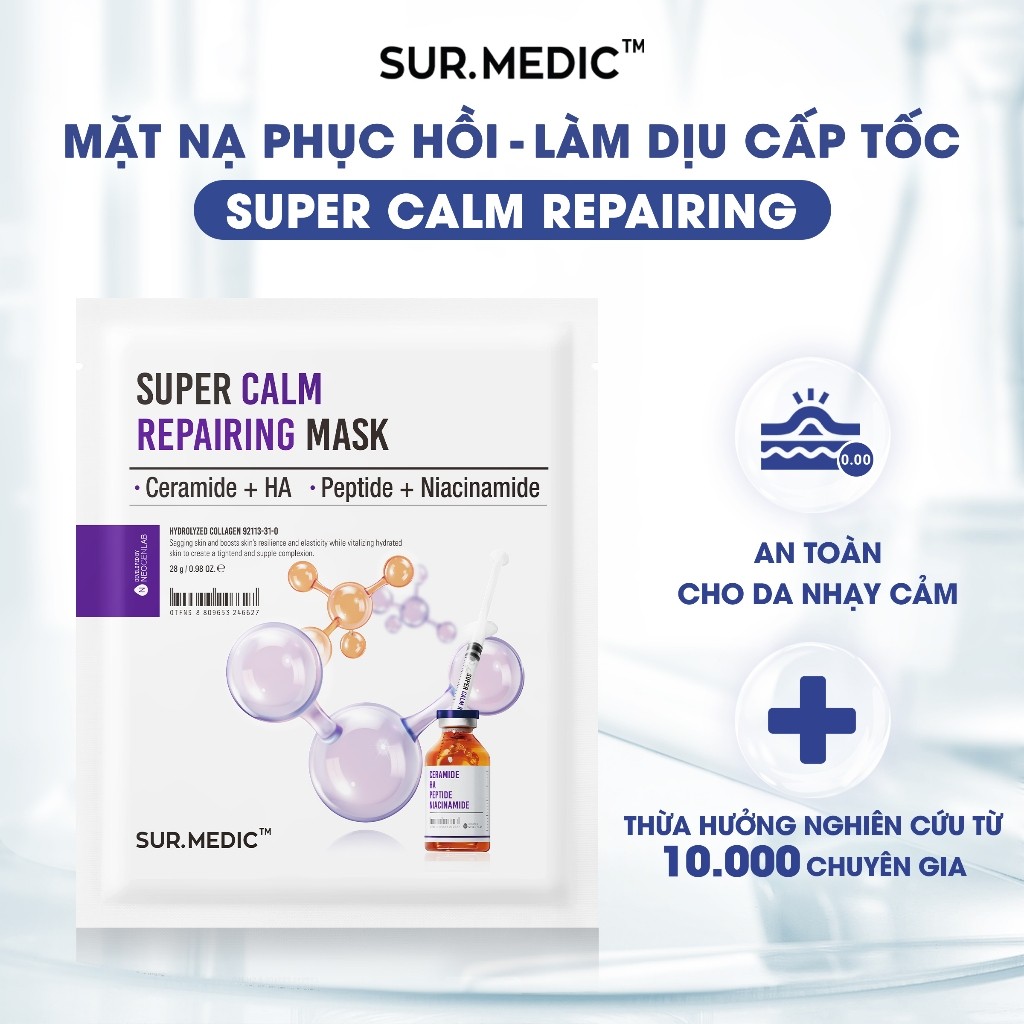 Hộp 10 miếng Mặt Nạ SUR.MEDIC hỗ trợ dưỡng trắng da, phục hồi, cấp ấp toàn diện | BigBuy360 - bigbuy360.vn