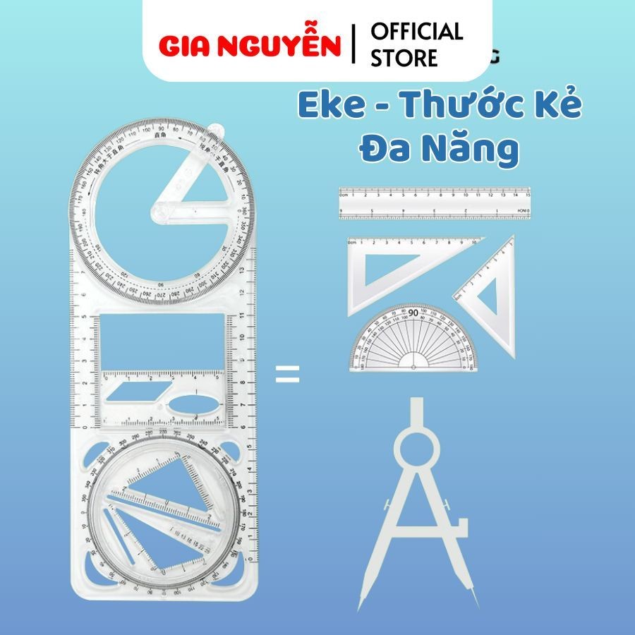 Thước Kẻ Đa Năng 5 Trong 1 - Bộ Eke Thước Kẻ Dẻo 4 Món Cho Học Sinh Vẽ Hình Học Siêu Đỉnh