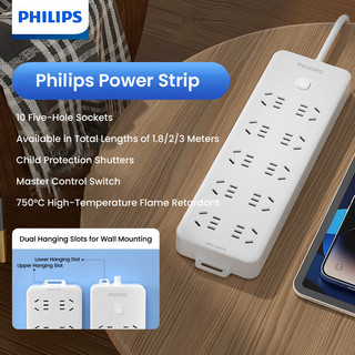Philips Power Strip 10 ổ cắm năm lỗ
