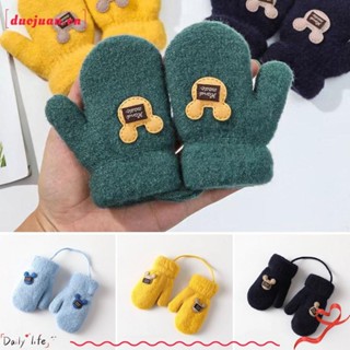 Găng tay sang trọng cho bé DUOJUAN, Găng tay dệt kim chống gió chống lạnh, Găng tay cổ treo ấm áp hoạt hình dày chất lượng cao