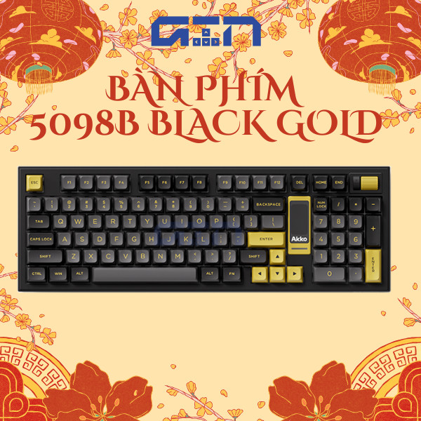 Bàn phím cơ AKKO 5098B Black & Gold (RGB / Hotswap / Akko V3 Piano Pro)