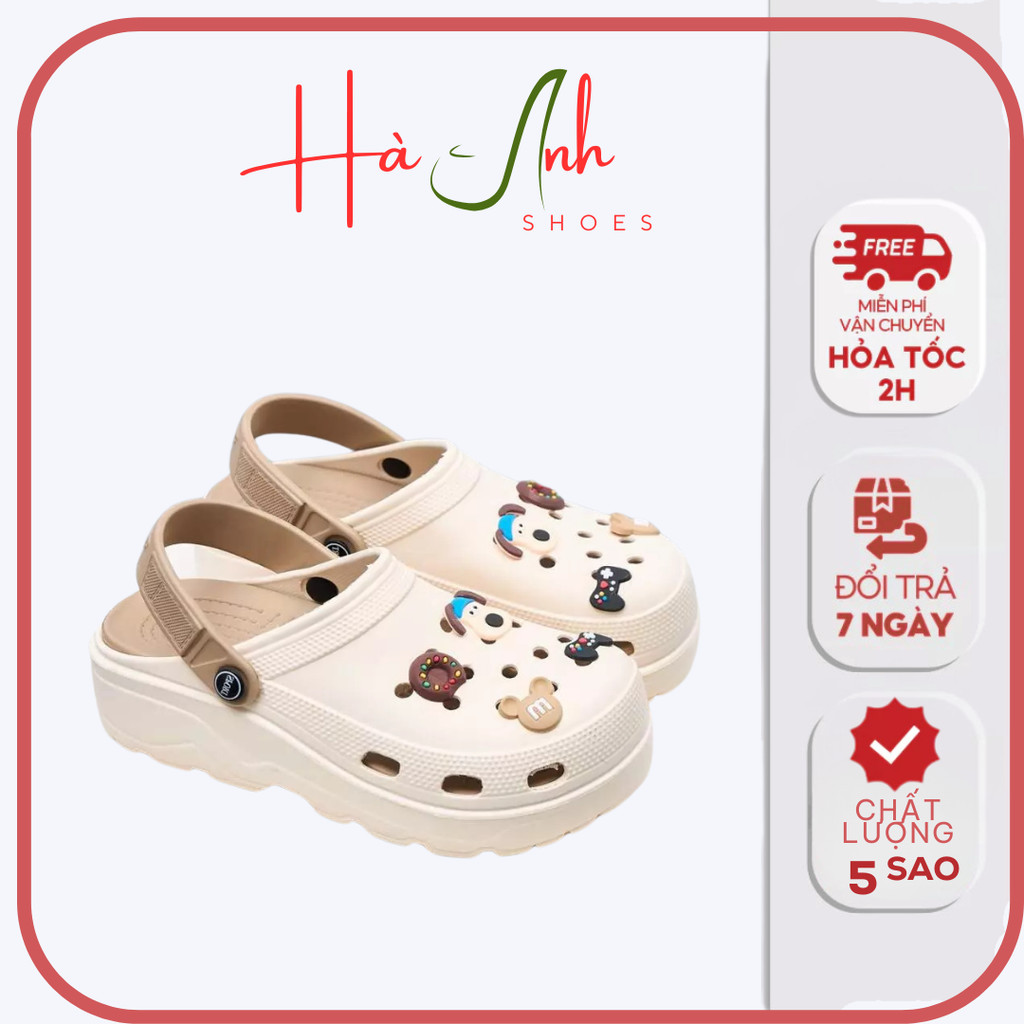 Dép sục nữ dáng crocs Dép Xinh Nhà Sóc CV866 chất liệu cao su eva đế cao 5cm