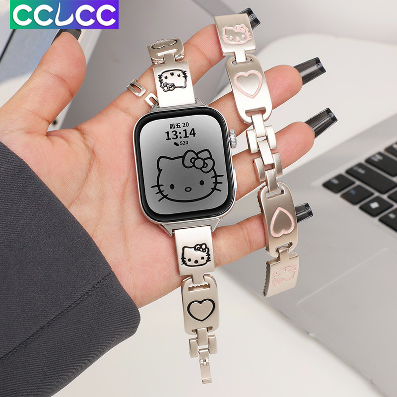 CCLCC 18MM 20MM 22MM Dây đeo đồng hồ thông minh GT 5 3 2 Pro Phim hoạt hình dễ thương Kitty Cat Vòng