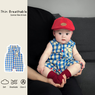 Chất Lượng Cao Mùa Hè Mới Quần Áo Cho Bé Trai Và Bé Gái Không Tay Body 0-24 Tháng Cho Bé Siêu Dễ Thương Siêu Dễ Thương Kẻ Sọc Đẹp Trai Hoạt Hình Gấu Phong Cách Hàn Quốc Áo Liền Quần