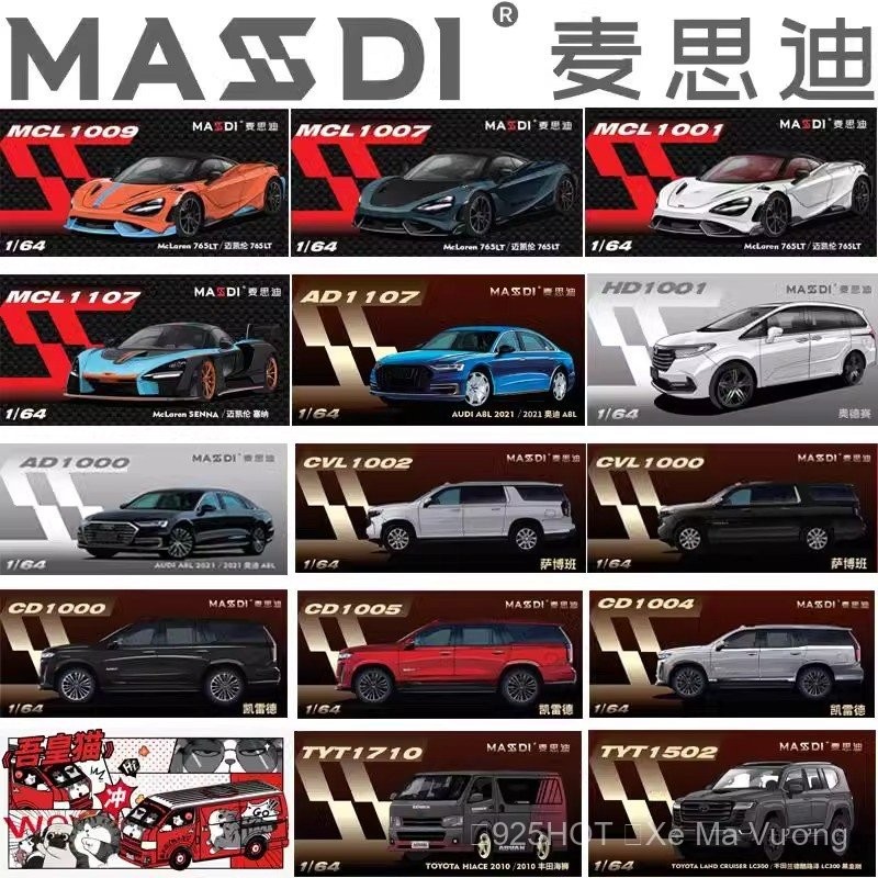 Maxdi 1:64 McLaren 765LT Xe thể thao Toyota Land Cruiser LC300 Hiace Audi A8L Mô hình sưu tầm Quà tặ