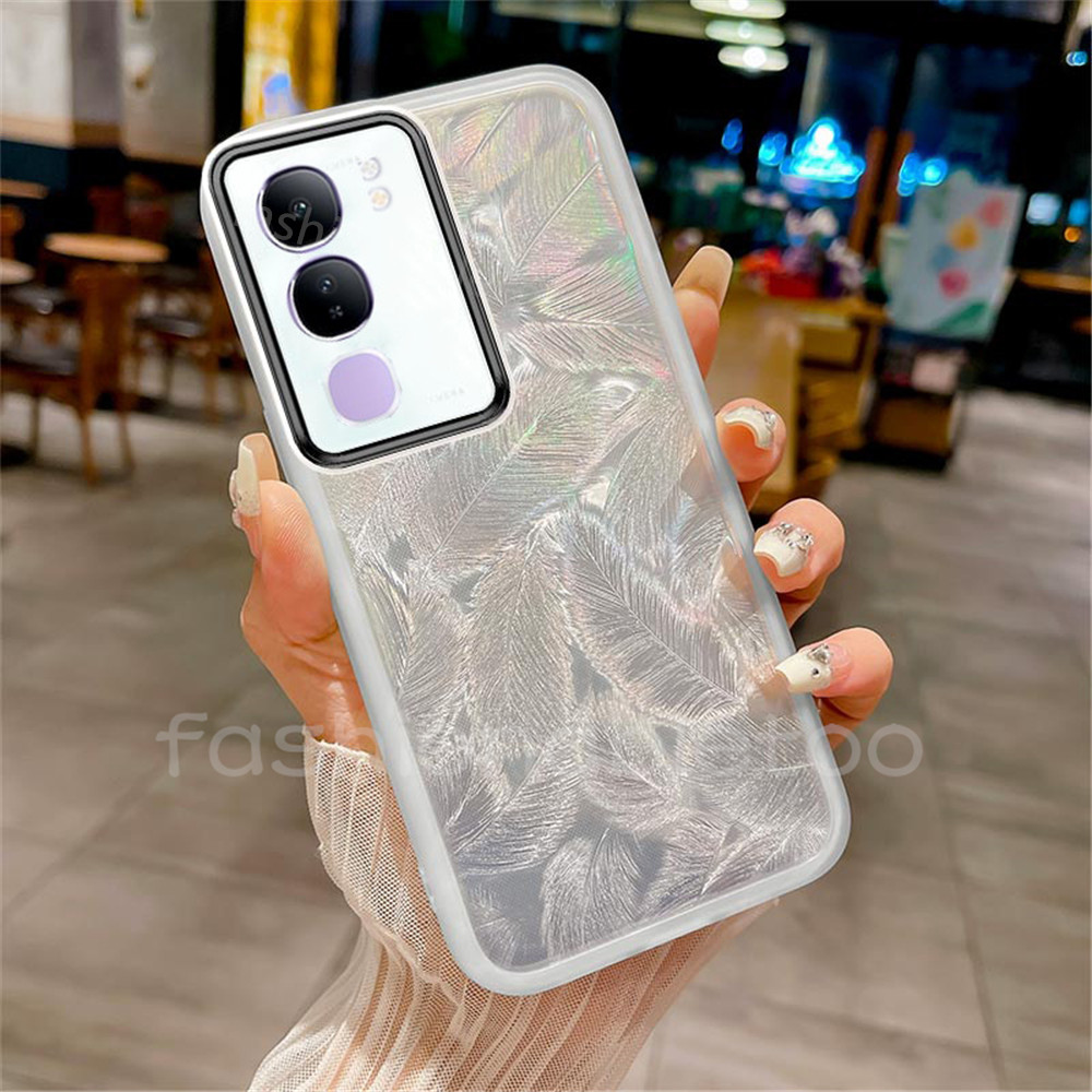 Ốp Lưng Cho Vivo V40 Lite pro V40lite V40pro V40E V 40 VivoV40Lite VivoV40pro VivoV40E Ốp Điện Thoại Silicon Mềm Lá Bling Lấp Lánh Trong Suốt Trong Suốt Chống Sốc Ốp Lưng