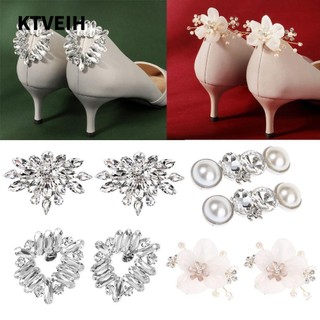 KTVEIH  2 Chiếc Giày Trang Trí Nữ Sáng Bóng Trang Trí Kẹp Trâm Hoa Lụa