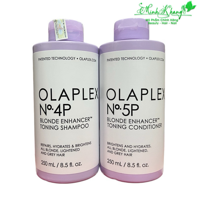 Dầu gội xả tím khử sắc tố vàng Olaplex No.4P Blonde Enhancer Toning 250mlx2 ( New 2024 ) ( MK )