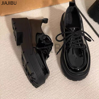  Size 34-42 Giày Nữ Size Lớn Chất Lượng Cao Giày Da Nhỏ Mũi Tròn Chống Trượt Phong Cách Anh Có Gót Dày Giày Buộc Dây Oxford Giày Đi Học Màu Đen Korean Fashion Platform Mary Jane Shoes Japanese JK Uniform Lolita Doll Shoes Giày Công Chúa Cosplay Giày Nhảy 