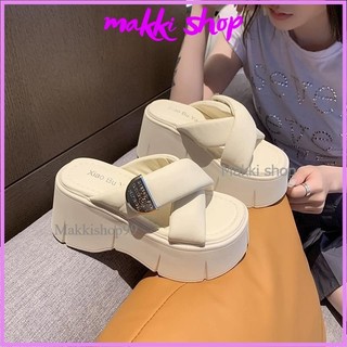   Hàng L1  Dép xuồng đế cao quai chéo cao 9cm dép quai dán đế bánh mì hàng QCCC   full box  