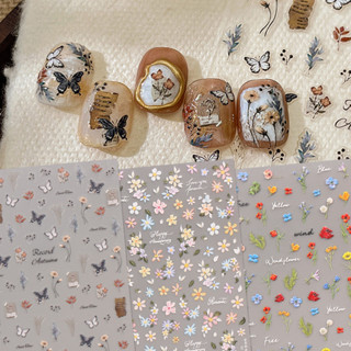 HAMA Nail Dập Nổi Dán Móng Tay Bán Buôn Mùa Hè Nhiều Màu Sắc Hoa Retro Bướm Đơn Giản Trang Trí Móng Tay Dán Đề Can Cô Dâu Cưới Móng Tay