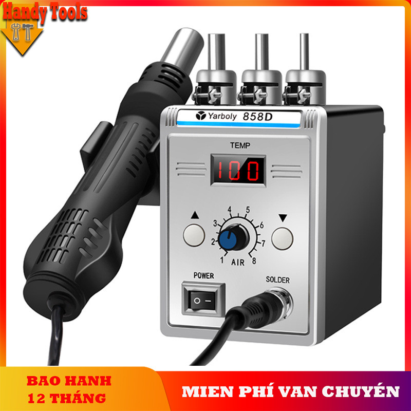Máy khò nhiệt hàn 858D/858D+ 750W - Điều chỉnh nhiệt độ 100-500°C, chuyên dụng SMD/BGA