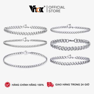 Vnox Vòng đeo tay sợi mắt xích bằng thép không gỉ 3-11mm thời trang cho nam