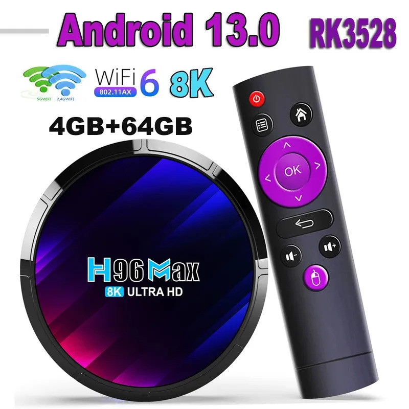 Android TV Box h96max rk3528 Android Box hỗ trợ 2.4G/5.8G wifi6 bt5.0 4K Video Set Top TV Box 8K 24f