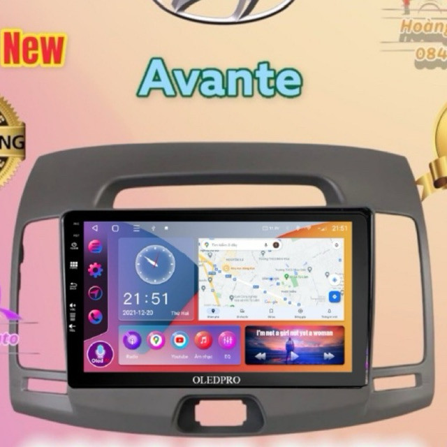 Màn hình Android OLEDPRO A5 New Theo Xe AVANTE 9 inch kèm dưỡng và jack zin ..