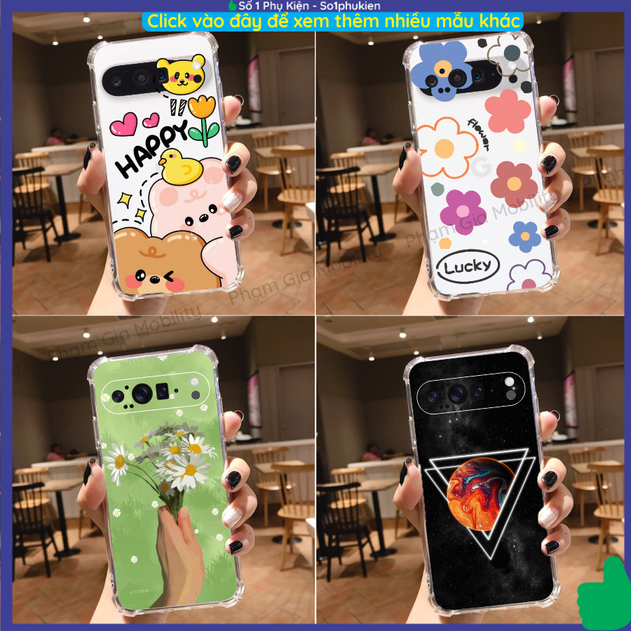 Ốp lưng Google Pixel 8/ Pixel 8 Pro/ Pixel 9 XL dẻo chống sốc in hình hoa chipi, hành tinh... nhiều 
