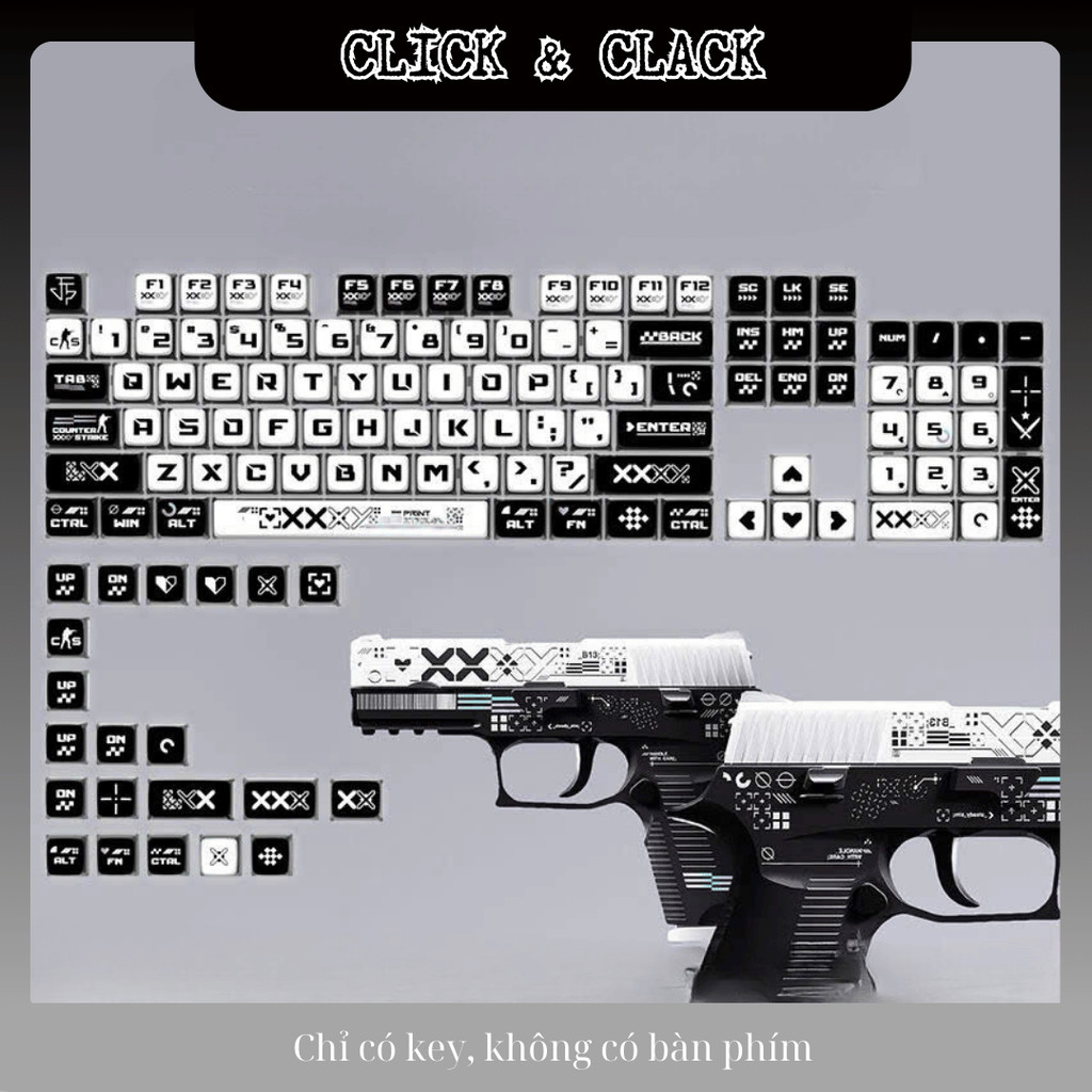 Keycap pudding CSGO xuyên led chân keycap - ASX Profile - PBT 125 Phím