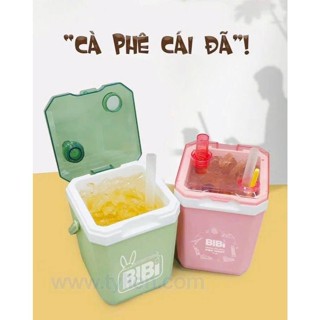 Bình Đá Vuông BIBI 1.2L Tý Liên 0656 - Thùng Đá Nhựa Mini Sang Trọng, Nắp Trong Bắt Mắt