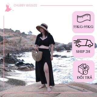 (Chubby) Set Maxi Xẻ Đùi  BIGSIZE xẻ đùi 🌺 đi biển 🌺 chất lụa mềm không nhăn mặc siêu mát