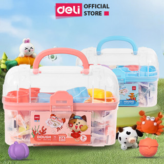  Đất Nặn Deli Hộp Đất Sét Có Quai Cầm Nhiều Màu Chất Liệu Bột Mì An Toàn Không Dính Tay Tặng Kèm Nhiều Khuôn Quà Tặng Bé 