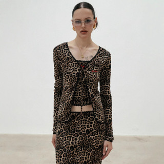 Áo Cardigan cà vạt da báo Badblood – Nâu