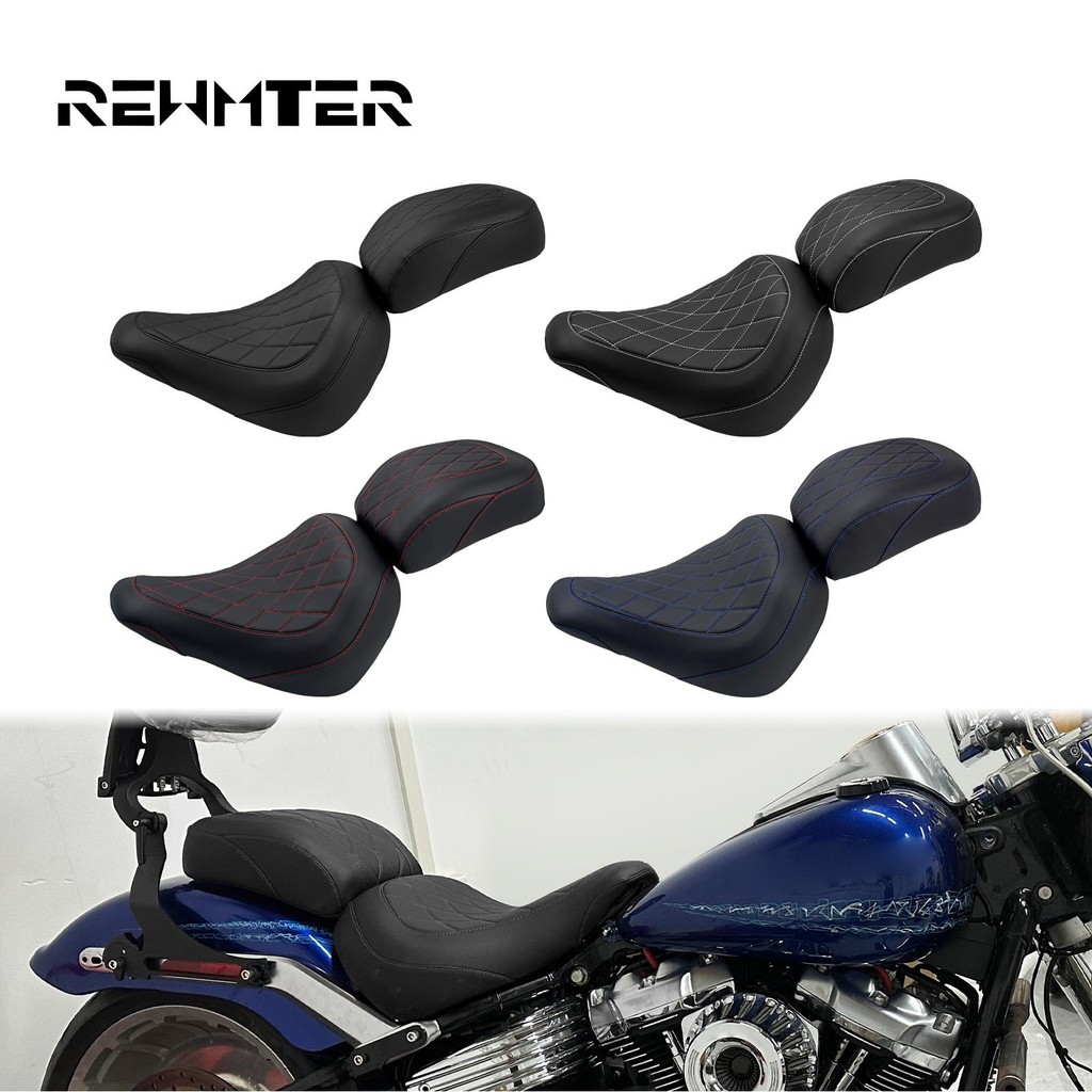 Hai Miếng Ghế Đen / Trắng / Xanh / Đỏ Stitch Lái Xe Hành Khách Ghế Pillon Cho Harley Đột Phá FXBR FX