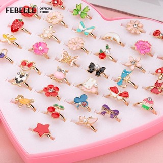 12 / 36 Chiếc Sáng Bóng Có Thể Điều Chỉnh Trẻ Em Hoạt Hình Nhẫn Hoa Kẹo Kim Cương Nơ Hình Bộ Nhẫn Trang Sức Nhẫn Trẻ Em Bé Gái Đồ Chơi