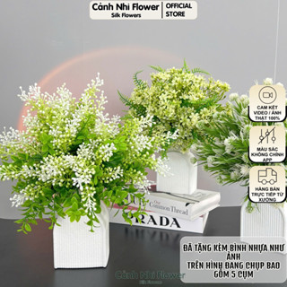 (Tặng Bình) Bình Hoa Nguyệt Quế Giả – Cao 35cm– Chậu Hoa Giả Để Bàn Trang Trí Phòng Khách – Cảnh Nhi Flower