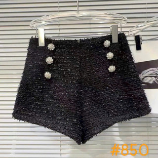  Quần short kim tuyến cạp cao 6 khuy Quần đùi nữ dạ thu đông hot 