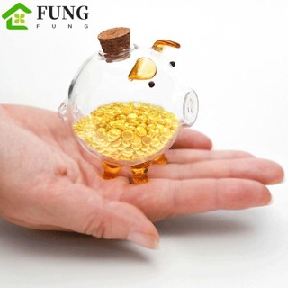 Hộp tiết kiệm tiền xu FUNG, Ngân hàng tiền heo đất hoạt hình thủ công, Quà tặng hộp đựng đậu vàng nhẹ thực tế dễ thương