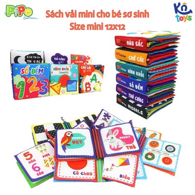 Sách Vải Song Ngữ Việt Anh Phát Triển Tư Duy và Đa Giác Quan Cho Bé Sơ Sinh Size Nhỏ 11x12cm - PiPo Vietnam