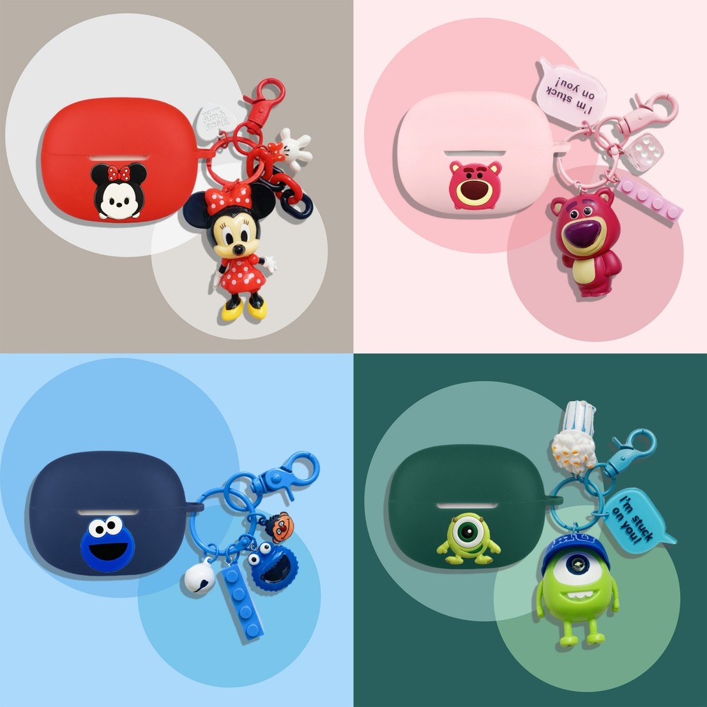 For Shokz OpenDots One Case Cute Mickey Minnie Keychain Cartoon Strawberry Bear Pendant Shokz OpenDo