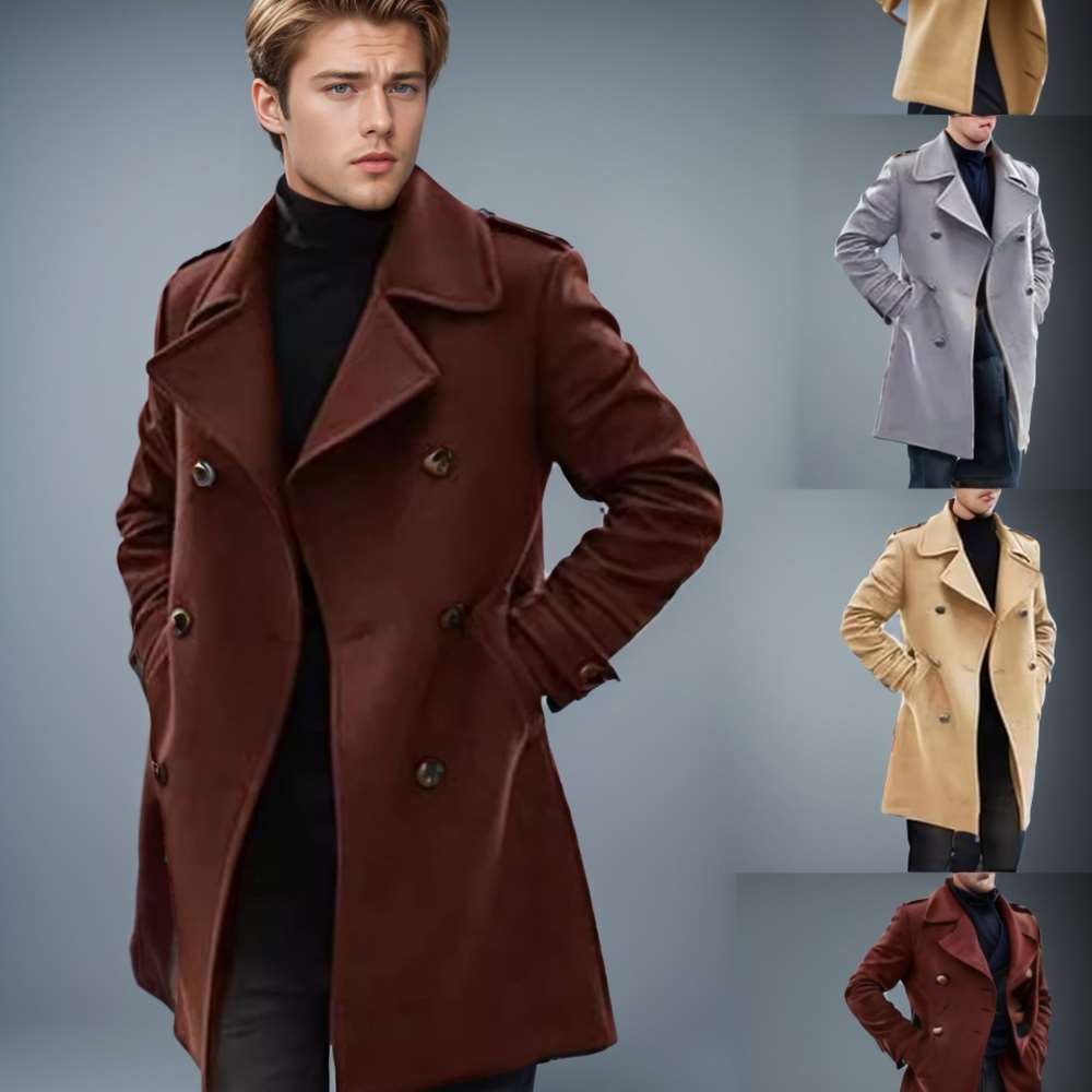 Áo khoác ấm áp thông thường có ve áo nam dài vừa phải Áo gió nam len Áo gió nam nam ♛ ❈ ❈ ❈ 🍒 ❈ ❈ ❈ 