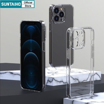 Suntaiho Ốp Điện Thoại Trong Suốt Cao Cấp Chống Vàng Siêu Mỏng Acrylic Cứng Trong Suốt Chống Sốc Có Bảo Vệ Camera Cho iPhone 16 15 14 13 12 11 Pro Max IP