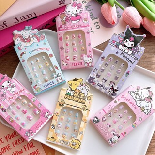 12 Cái / bộ Ngọt Ngào Dễ Thương 2024 Hoạt Hình Mới Sanrio Trẻ Em Dán Móng Tay Ins Phong Cách Mới Làm Móng Tay Học Sinh Dán Móng Tay